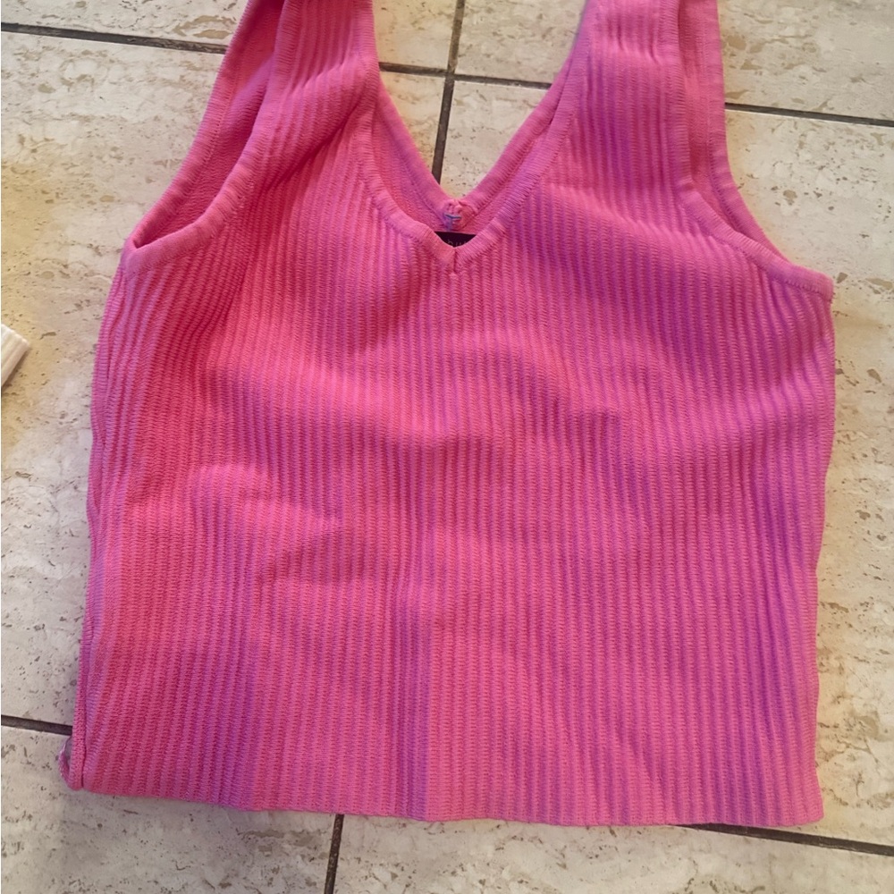 Pink Ribbed Women's Top